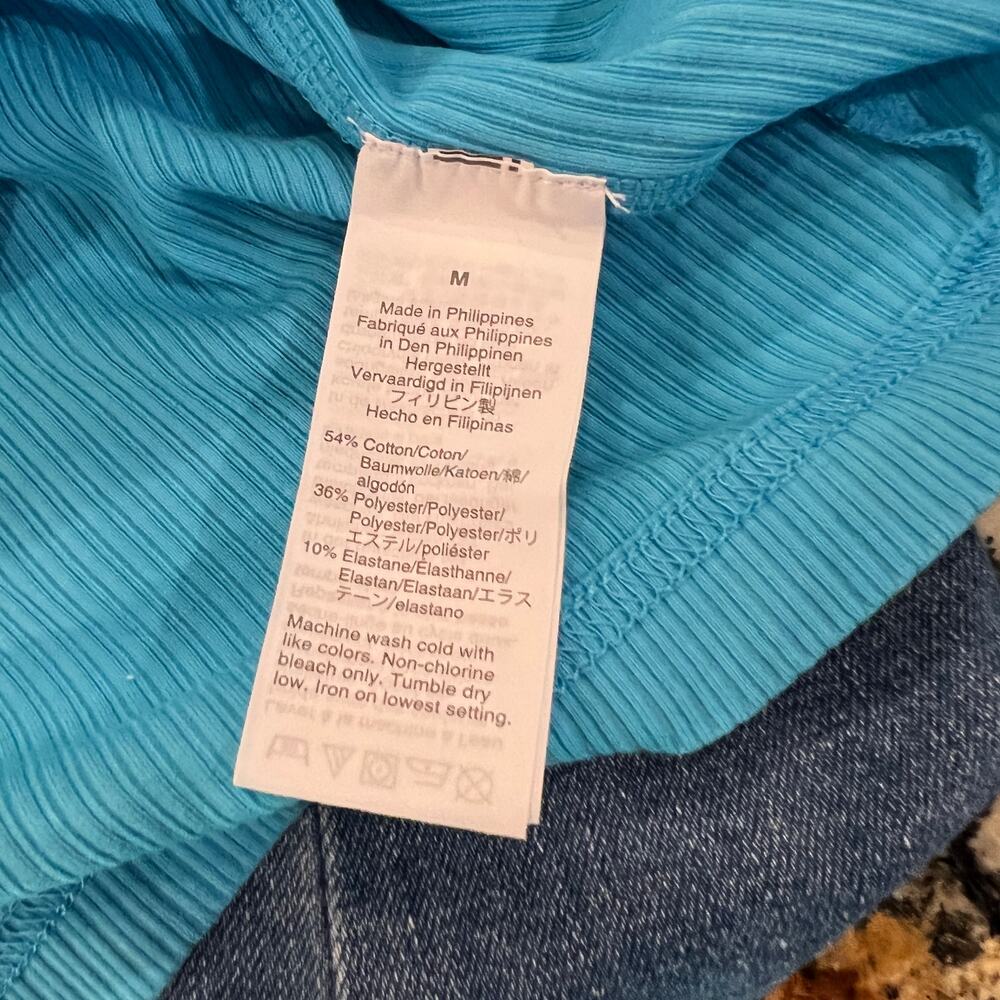 NWT J Crew Turquoise Ruffle-Neck Ribbed Tank Top - Picture 7 of 7